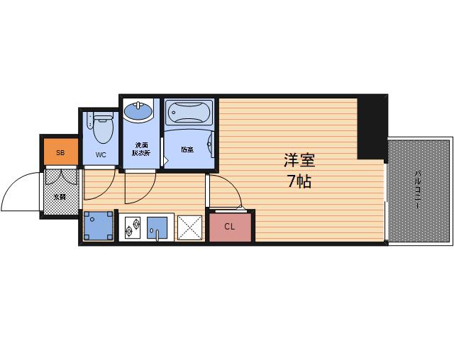 WORVE大阪本町(1K/3階)の間取り写真