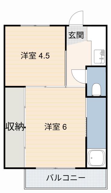 ビレッジハウス八代山 1号棟(2K/4階)の間取り写真