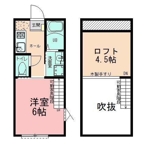 クレスタ鴨居(1K/2階)の間取り写真