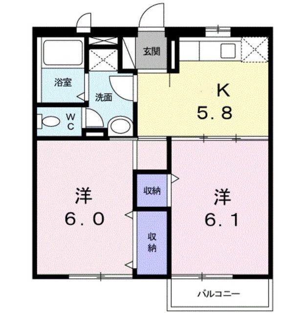 アプリコットKOBORIⅡ(2K/2階)の間取り写真