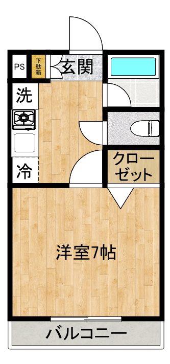 バウハウス(1K/2階)の間取り写真