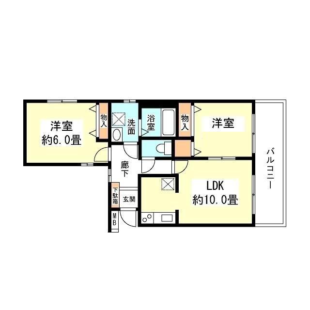 リオンドール(2LDK/2階)の間取り写真