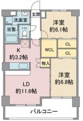 ホワイトホフマン(2LDK/6階)の間取り写真