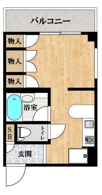 ファニーコートS(ワンルーム/2階)の間取り写真
