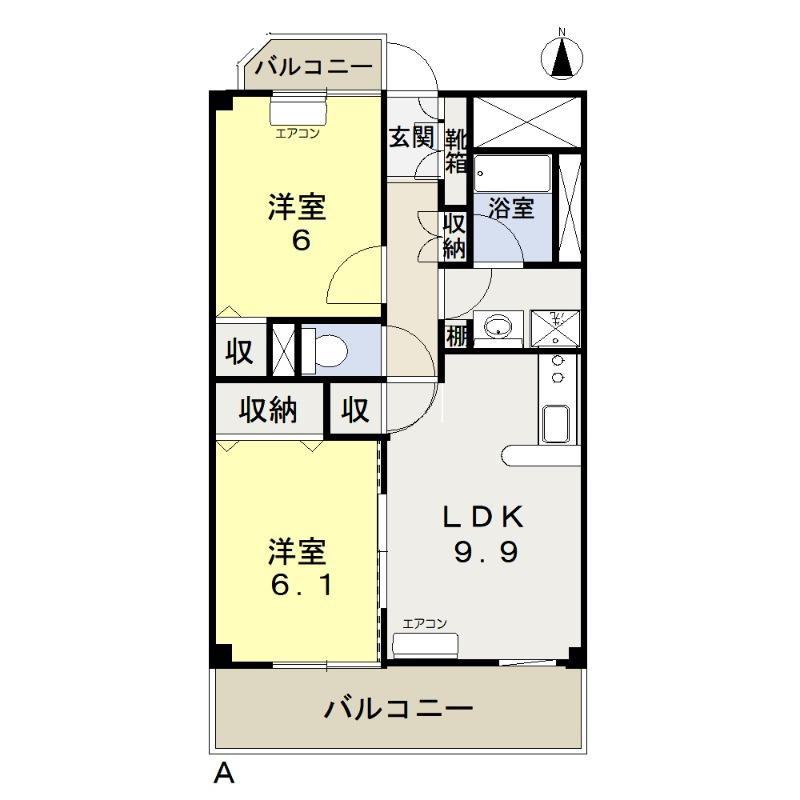 カーサフィオーレ西市駅前(2LDK/7階)の間取り写真