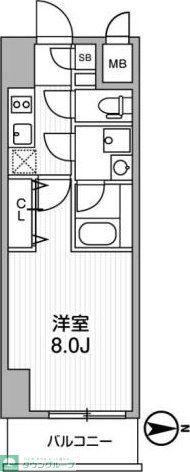 LUNIQ新御徒町I(1K/12階)の間取り写真