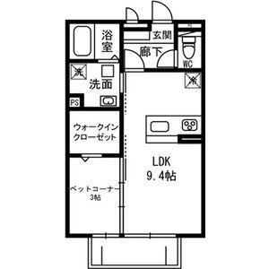 グリーンコーポ(1LDK/2階)の間取り写真