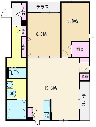 メゾンソレイユ(2LDK/2階)の間取り写真