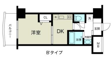 ノルデンハイム新大阪II(1DK/4階)の間取り写真