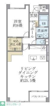 グランマルジュ市ヶ谷(1LDK/3階)の間取り写真