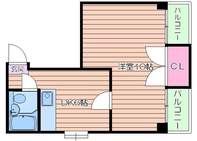 サンピアレス都島(1DK/6階)の間取り写真