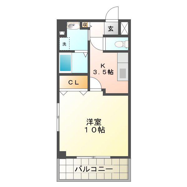 アヴェニール(1K/4階)の間取り写真
