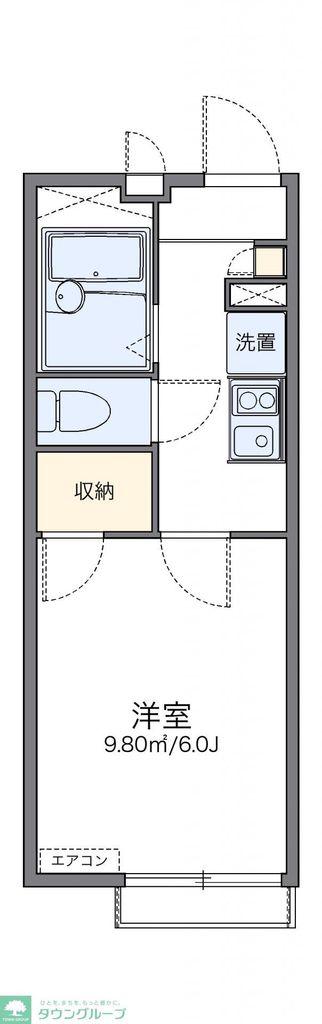 レオパレス六町(1K/2階)の間取り写真