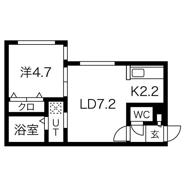 モンテヴェルディL.A(1LDK/1階)の間取り写真