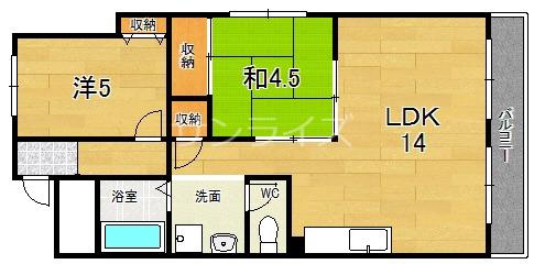 高井田ランプハウス(2LDK/4階)の間取り写真
