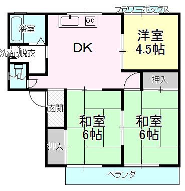カーサ宮の前(3DK/2階)の間取り写真