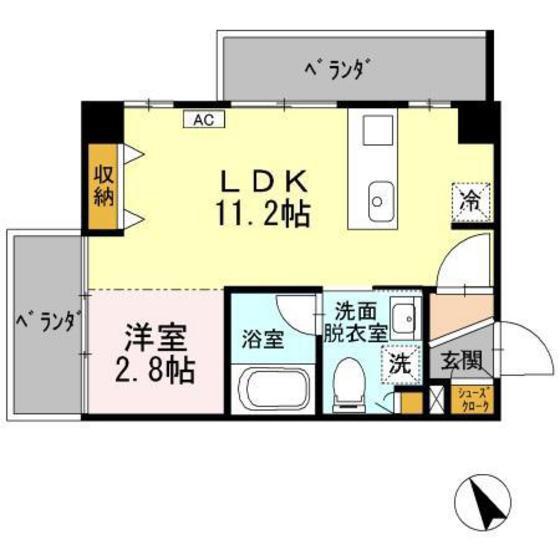 HOUSE TAGAWA(1LDK/7階)の間取り写真