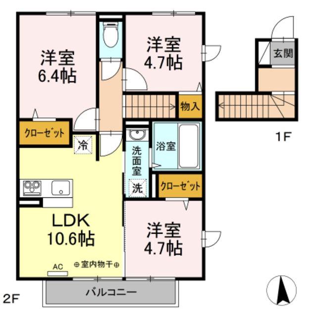 フェリーチェ(3LDK/2階)の間取り写真