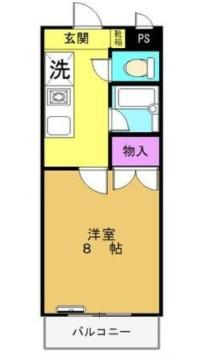ガーデンヒルズ(1K/3階)の間取り写真