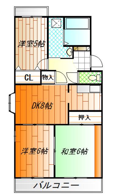 朝日ヴィラ(3DK/1階)の間取り写真