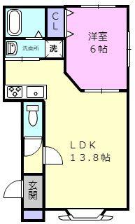 GRANDCIEL(1LDK/2階)の間取り写真
