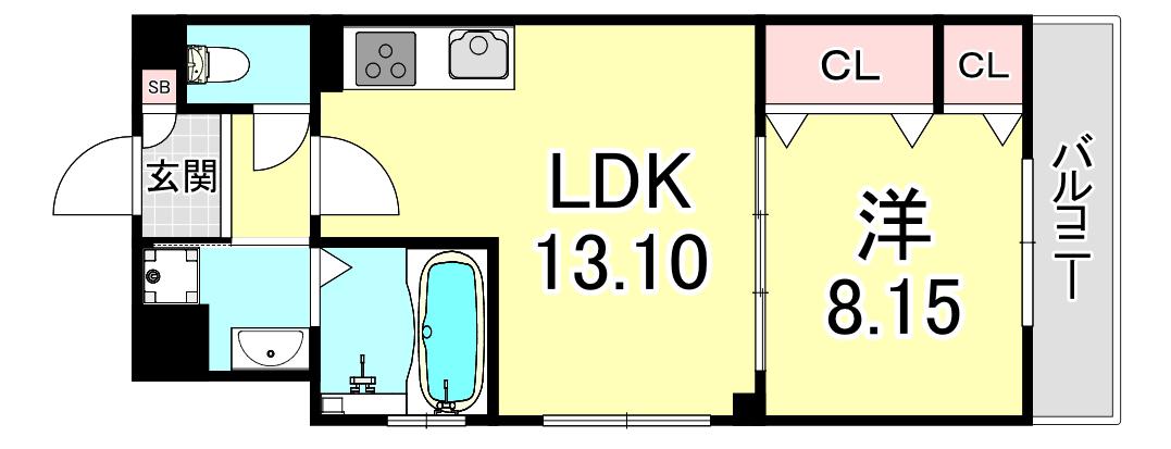 リアン名谷(1LDK/1階)の間取り写真
