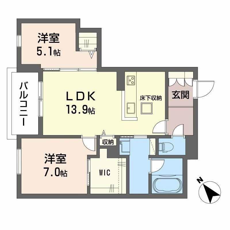 VIVACE日明(2LDK/2階)の間取り写真