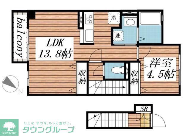 スペランツァ壱番館(1LDK/2階)の間取り写真