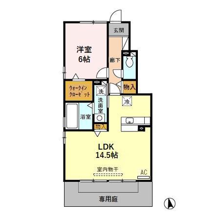 セジュール薫風B(1LDK/1階)の間取り写真