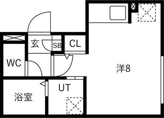 アールズ・コート平岸II(ワンルーム/2階)の間取り写真