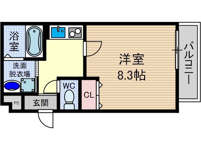 フジパレス千里丘(1K/1階)の間取り写真