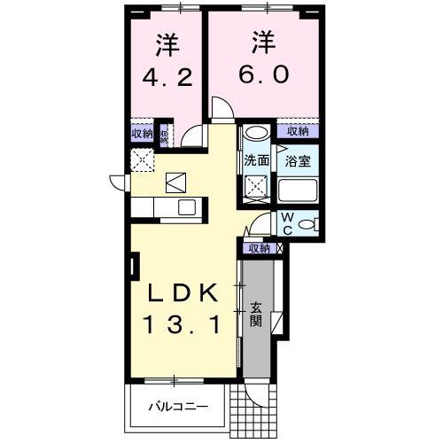 モンテ マードレ I(2LDK/1階)の間取り写真