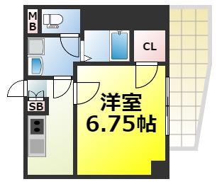 LUXE難波ウエスト(1K/2階)の間取り写真