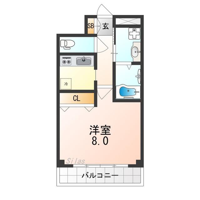 りんくうヴェルジェ(1K/1階)の間取り写真