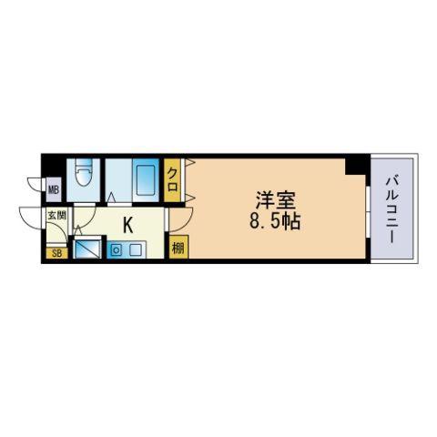 パークコート太宰府(1K/5階)の間取り写真