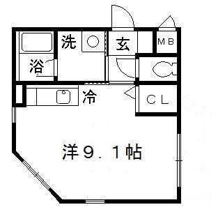 じゅりん彩華(ワンルーム/1階)の間取り写真