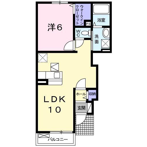バック・パディ・フィールド(1LDK/1階)の間取り写真