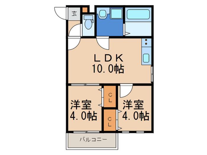 リテラ唐原(2LDK/1階)の間取り写真