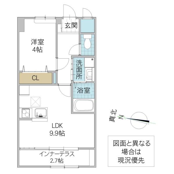 つくば市酒丸アパート(1LDK/1階)の間取り写真