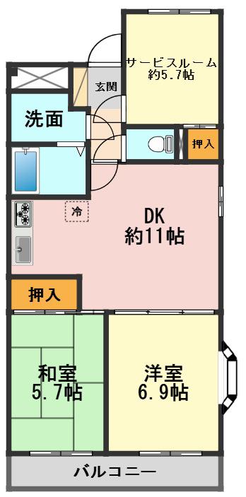 ウィル篠崎(2SDK/1階)の間取り写真