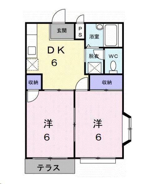 エルディム島田(2DK/1階)の間取り写真
