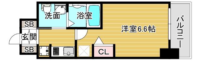 エステムコート難波ウエスト-SIDEIIベイフレックス(1K/7階)の間取り写真