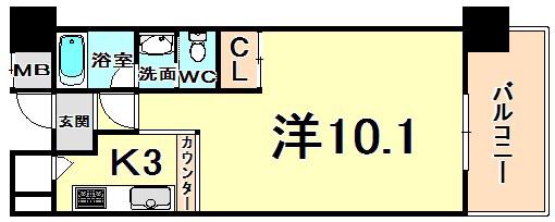 アーバネックス尼崎東難波(ワンルーム/3階)の間取り写真