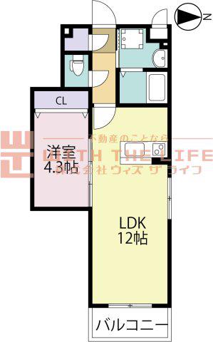 モアプラス西鉄久留米駅前(1LDK/2階)の間取り写真