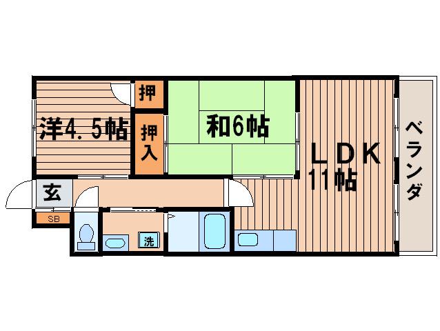 フォレクレール(2LDK/5階)の間取り写真