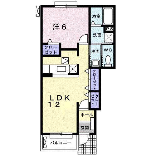 ルナハイツ(1LDK/1階)の間取り写真