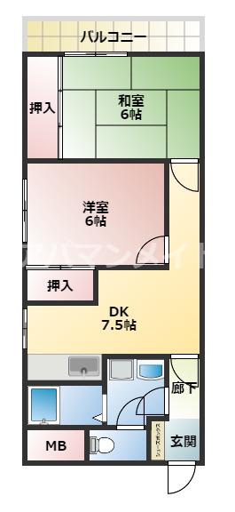 オリブマンション(2DK/3階)の間取り写真