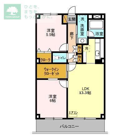 アルファークレスト(2LDK/4階)の間取り写真
