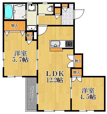 CHRYSANTHEME(2LDK/3階)の間取り写真