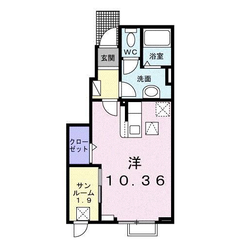 ユ・クラルテ(ワンルーム/1階)の間取り写真